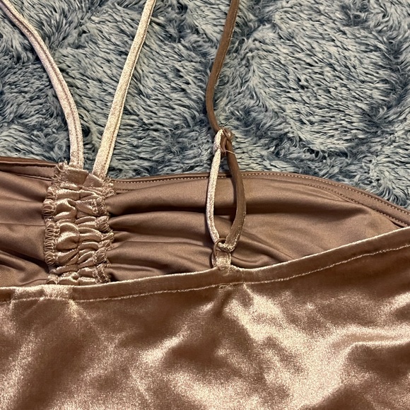 Garage Rutched Velour Bandeau Tank Champagne Coloured - Picture 7 of 7